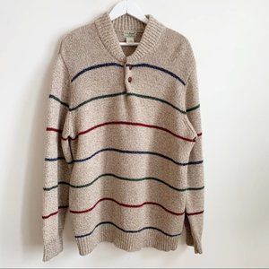 L.L. BEAN Beige Gray 100% Lambs Wool Sweater Size XL